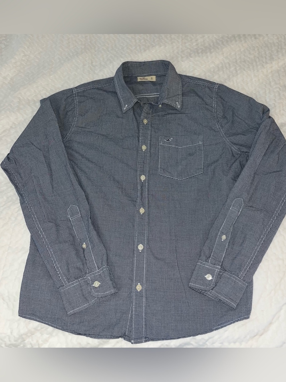 Hollister Men’s XL Blue White Button Up Long Sleeve